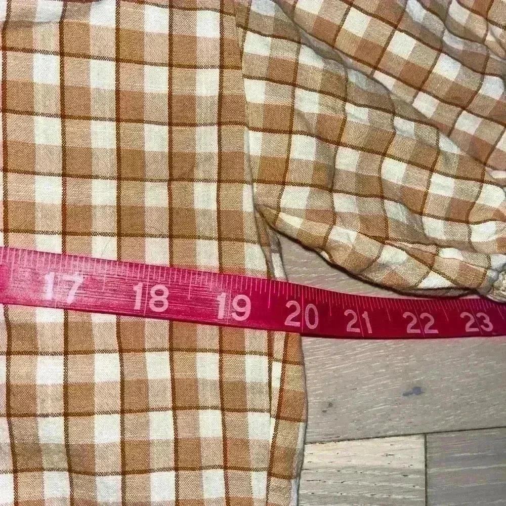 Madewell Crinkle Cotton Bubble-Sleeve Popover Shirt in Check XS - Picture 8 of 10